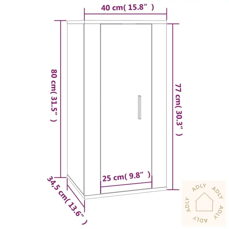 Vegghengt Tv-Benk Sort 40X34,5X80 Cm