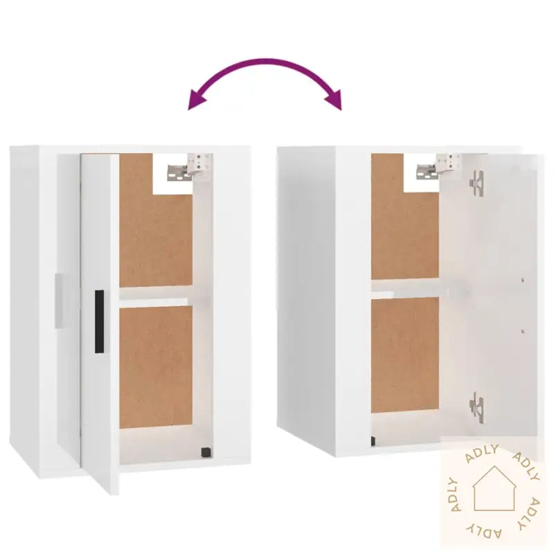 Vegghengte Tv-Benker 2 Stk Høyglans Hvit 40X34,5X60 Cm