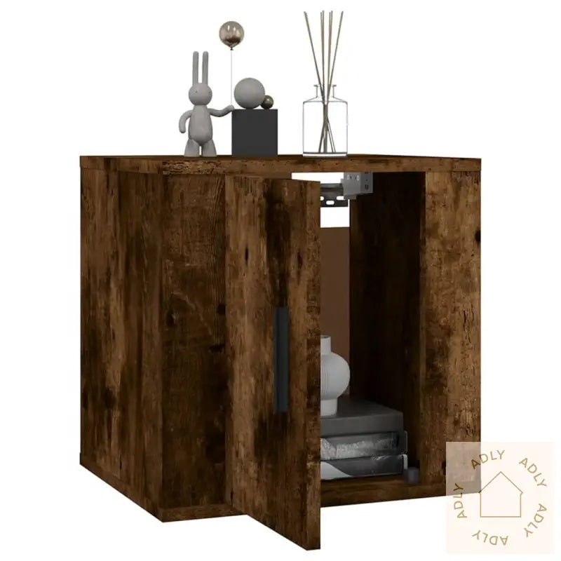 Vegghengt Tv-Benk Røkt Eik 40X34,5X40 Cm