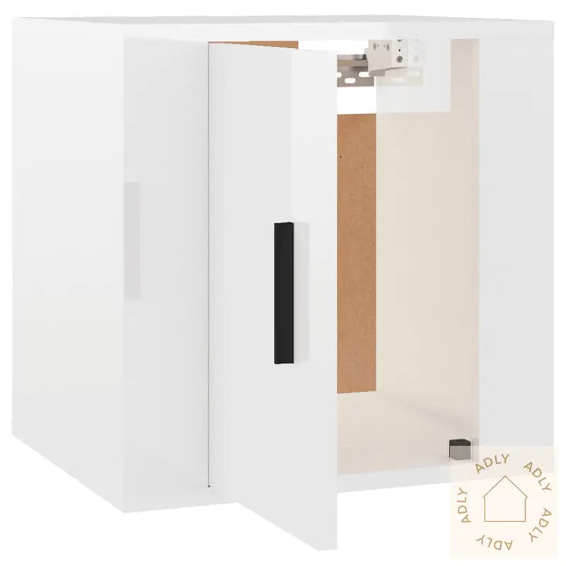 Vegghengt Tv-Benk Høyglans Hvit 40X34,5X40 Cm