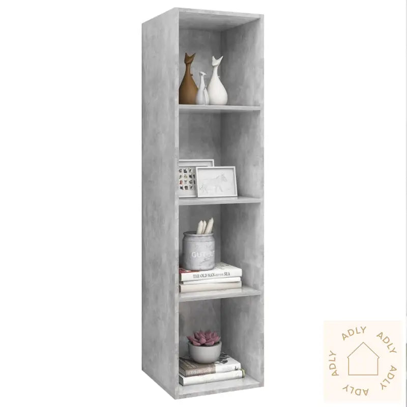 Vegghengt Tv-Benk Betonggrå 37X37X142,5 Cm Konstruert Tre