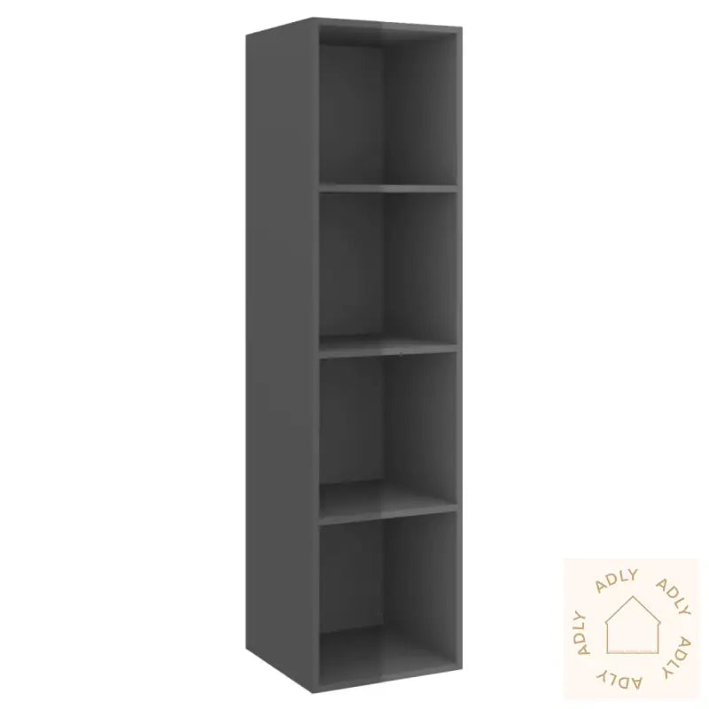 Tv-Benksett 4 Deler Høyglans Grå Konstruert Tre