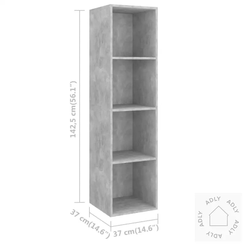 Vegghengt Tv-Benk Betonggrå 37X37X142,5 Cm Konstruert Tre