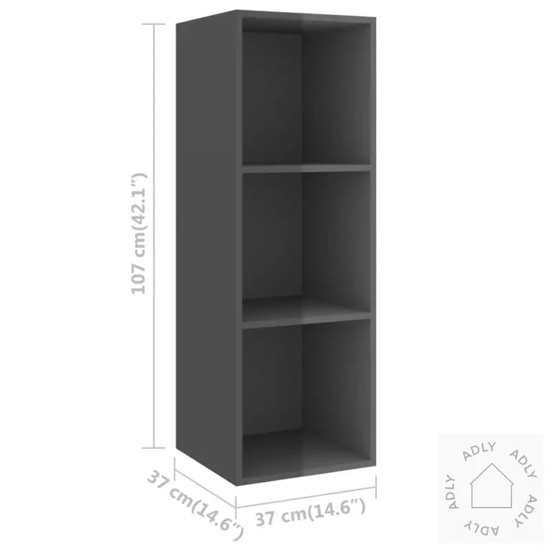 Tv-Benksett 4 Deler Høyglans Grå Konstruert Tre