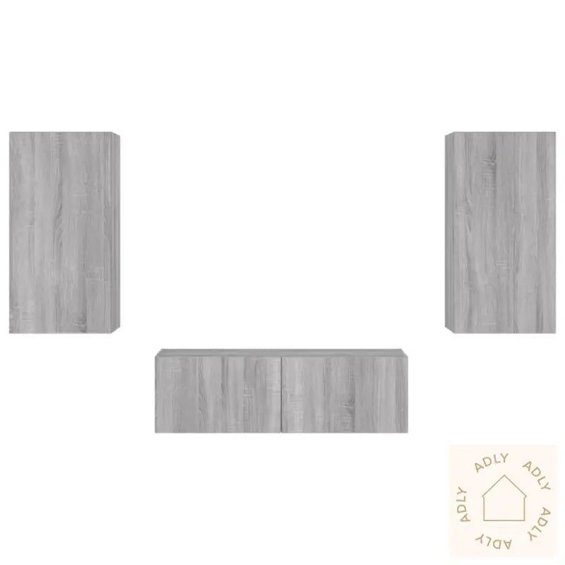 Vegghengte Tv-Benker Med Led 3 Stk Grå Sonoma