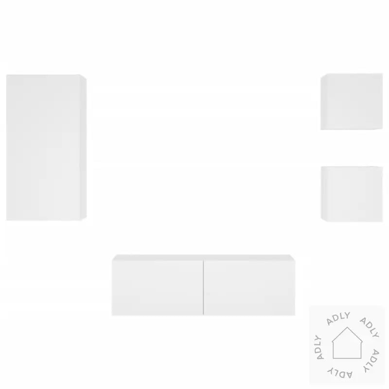 Vegghengte Tv-Benker Med Led 4 Stk Hvit