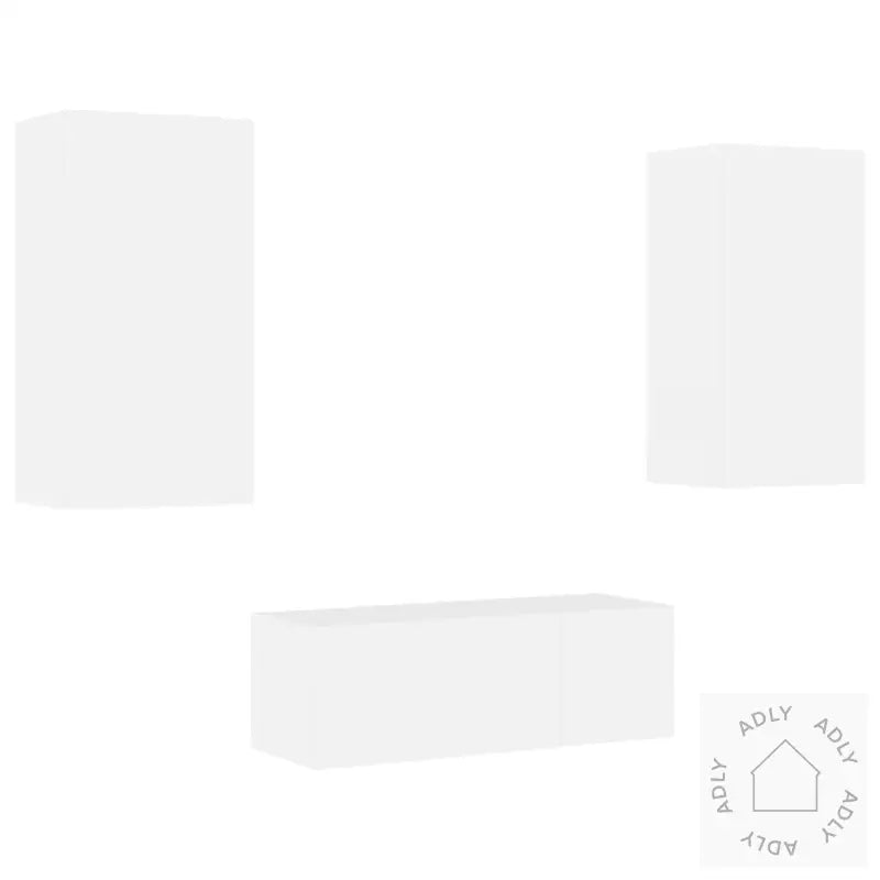 Vegghengte Tv-Enheter Med Led 4 Deler Hvit Konstruert Tre