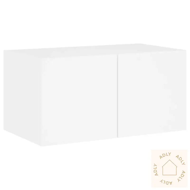 Vegghengte Tv-Enheter Med Led 4 Deler Hvit Konstruert Tre