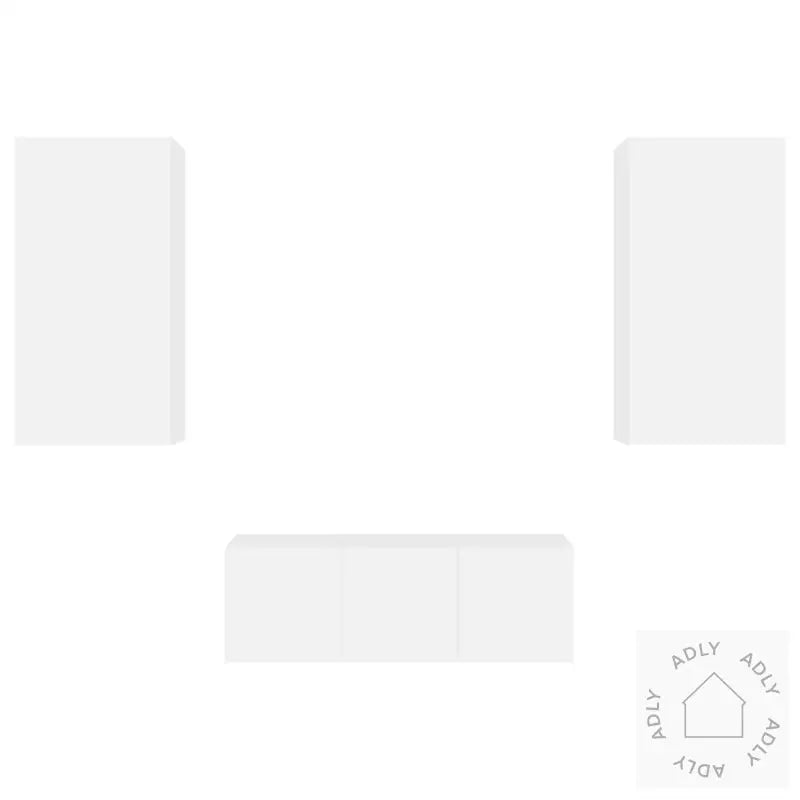 Vegghengte Tv-Enheter Med Led 4 Deler Hvit Konstruert Tre