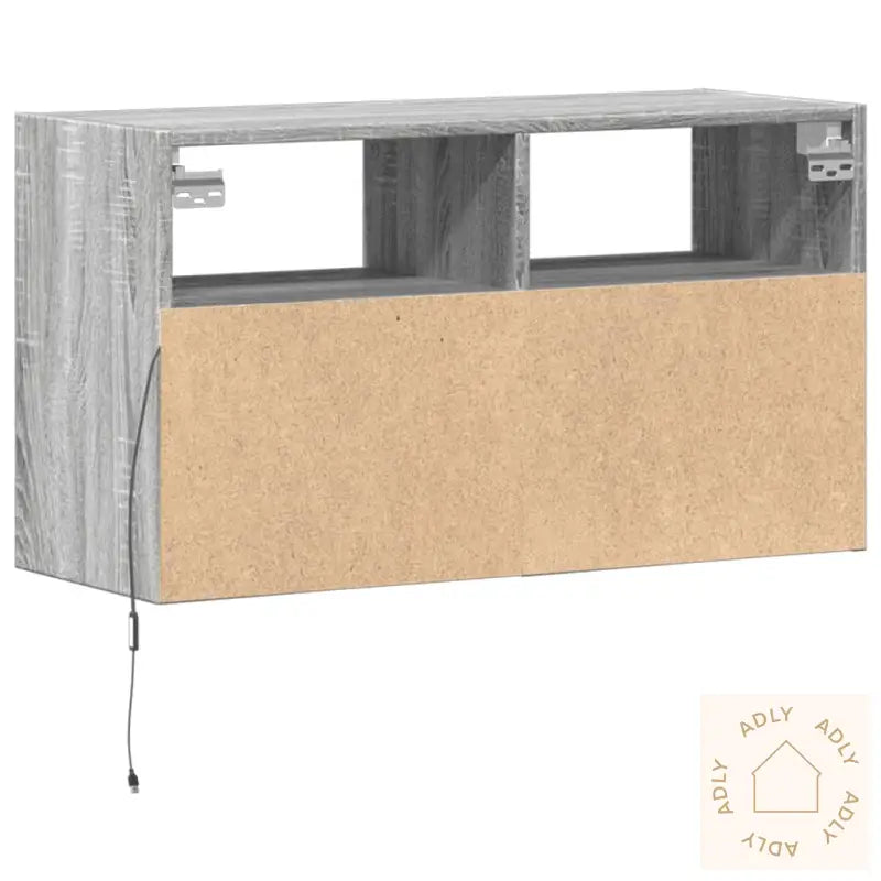 Vegghengt Tv-Benk Med Led Grå Sonoma 80X31X45 Cm