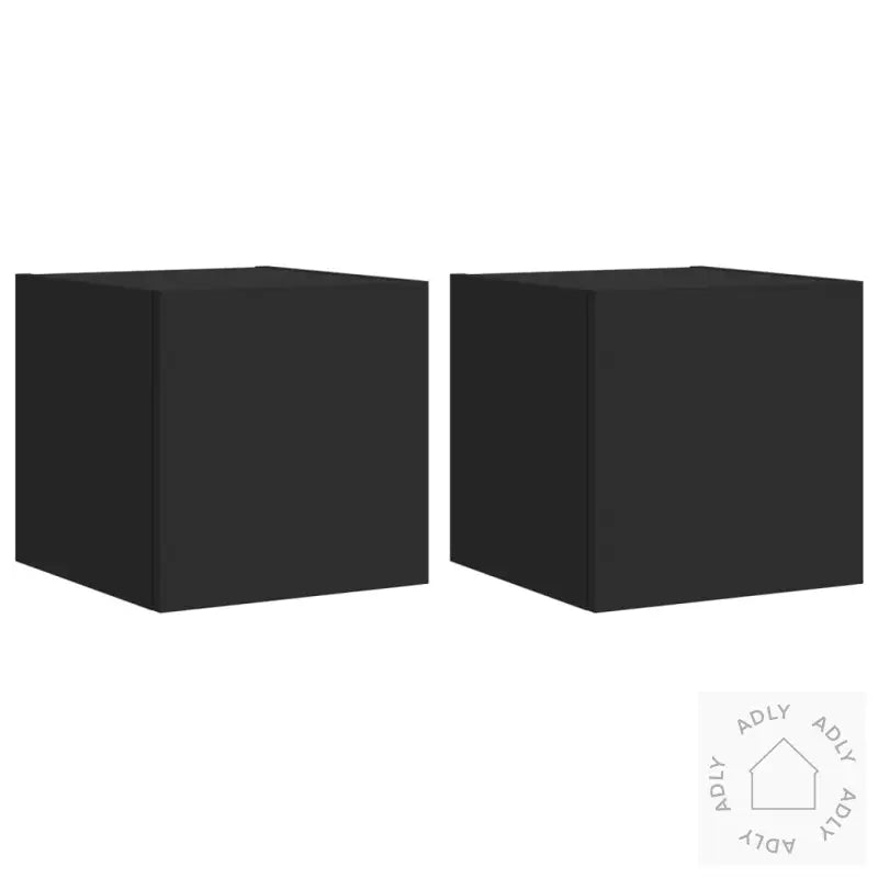 Vegghengte Tv-Benker Med Led 2 Stk Svart 30,5X35X30 Cm
