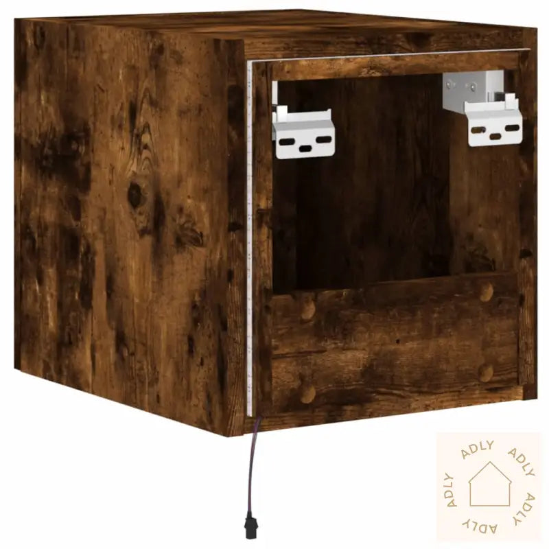 Tv-Benker Med Led-Lys 2 Stk Røkt Eik 30,5X35X30 Cm