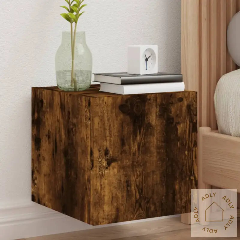 Tv-Benker Med Led-Lys 2 Stk Røkt Eik 30,5X35X30 Cm