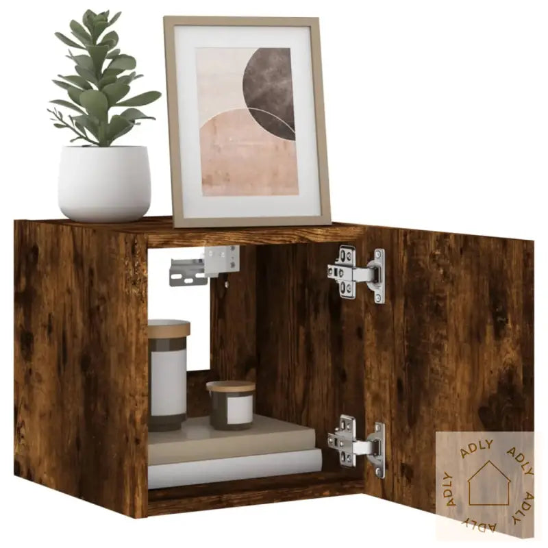 Tv-Benker Med Led-Lys 2 Stk Røkt Eik 30,5X35X30 Cm