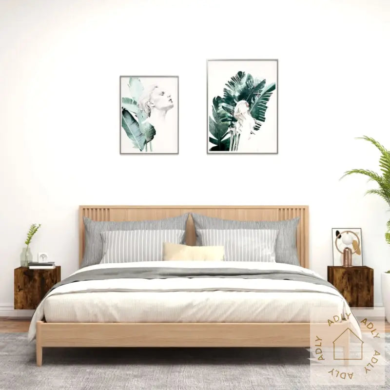 Tv-Benker Med Led-Lys 2 Stk Røkt Eik 30,5X35X30 Cm