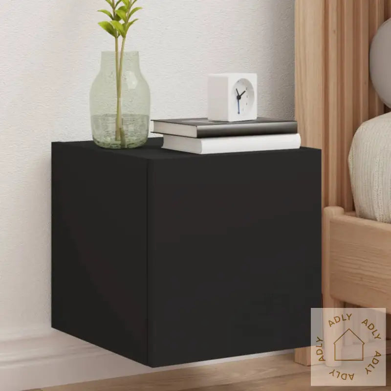 Vegghengte Tv-Benker Med Led 2 Stk Svart 30,5X35X30 Cm