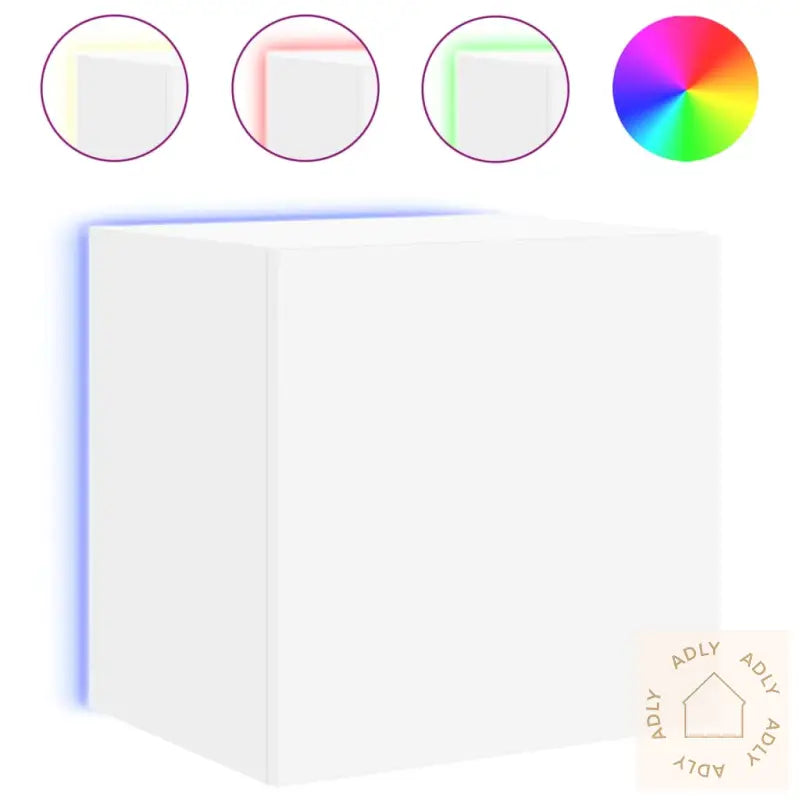 Vegghengte Tv-Benker Med Led 2 Stk Hvit 40,5X35X40 Cm