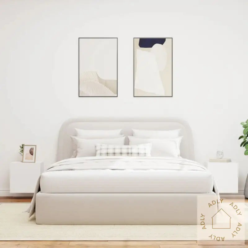 Vegghengte Tv-Benker Med Led 2 Stk Hvit 40,5X35X40 Cm