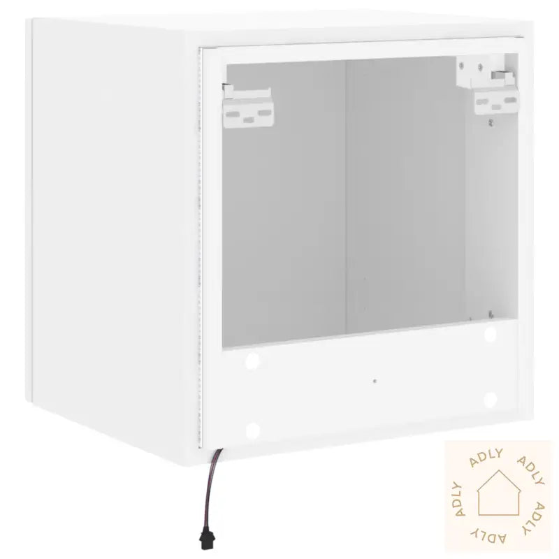 Vegghengte Tv-Benker Med Led 2 Stk Hvit 40,5X35X40 Cm