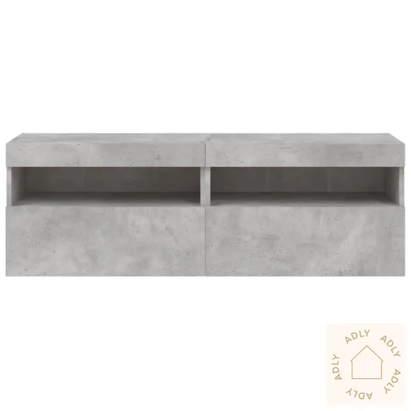 Vegghengte Tv-Benker Med Led-Lys 2 Stk Betonggrå 60X30X40 Cm
