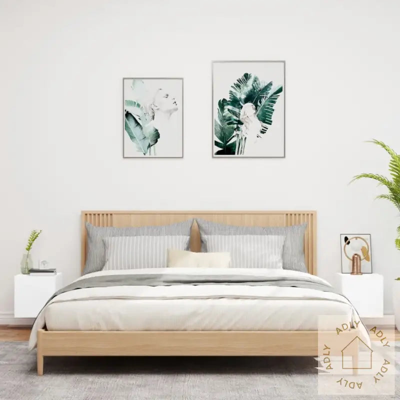 Vegghengte Tv-Benker Med Led 2 Stk Hvit 30,5X35X30 Cm