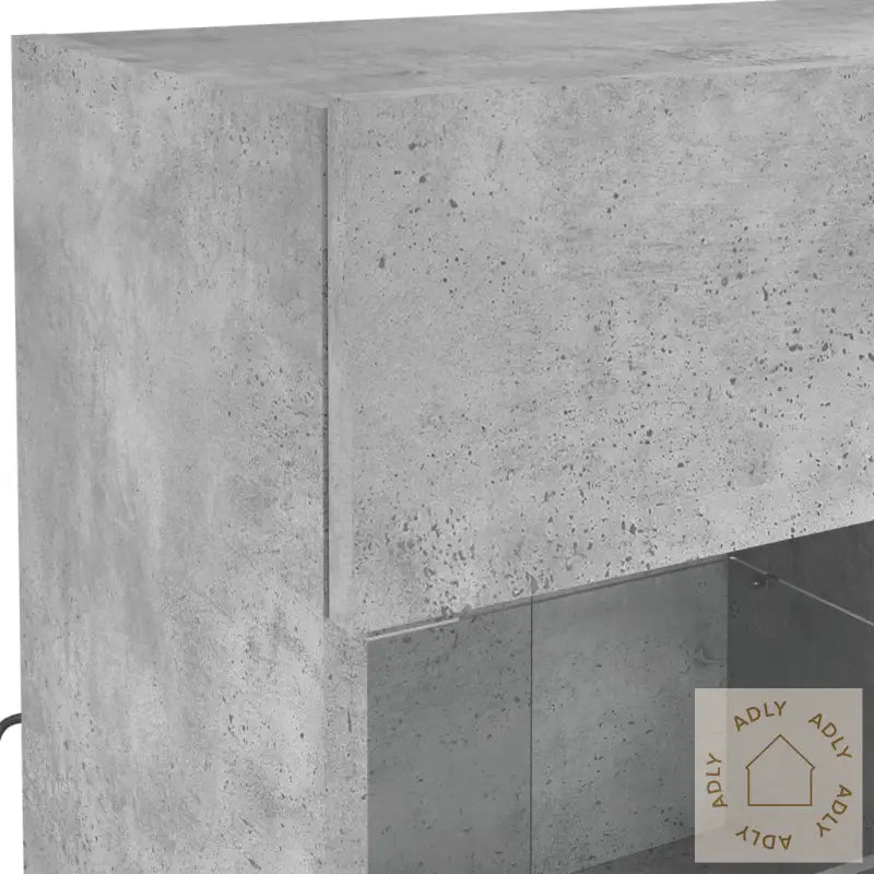 Vegghengt Tv-Benk Med Led-Lys Betonggrå 78,5X30X60,5 Cm