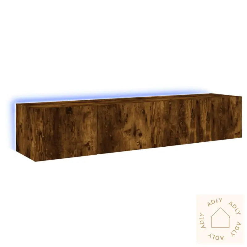 Tv-Benker Med Led-Lys 2 Stk Røkt Eik 80X35X31 Cm