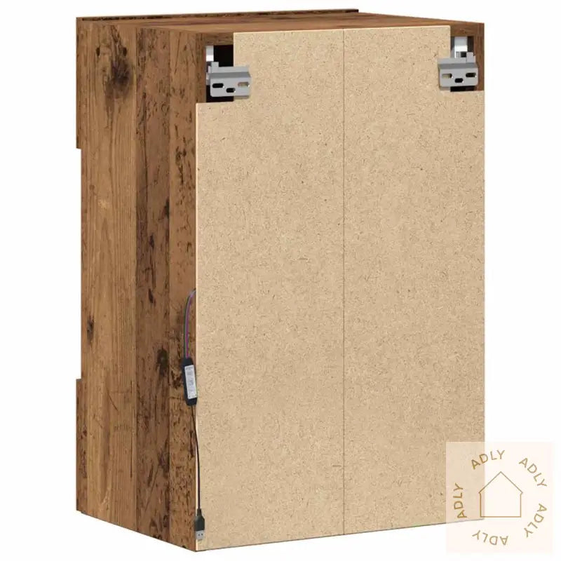 Vegghengte Tv-Benker Med Led 2 Stk Gammelt Tre 40X30X60,5 Cm