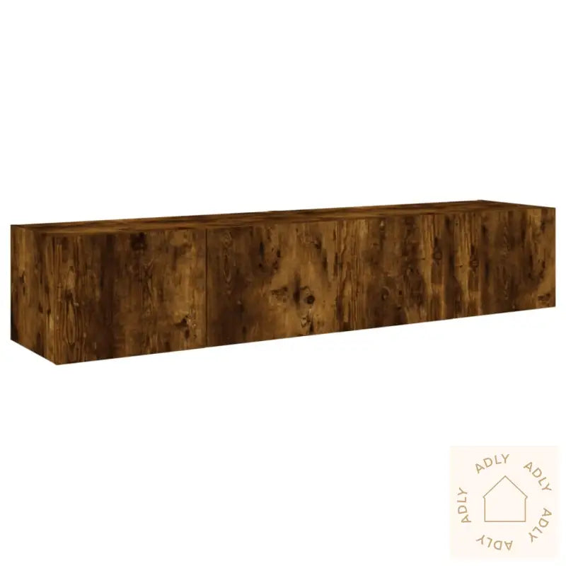 Tv-Benker Med Led-Lys 2 Stk Røkt Eik 80X35X31 Cm