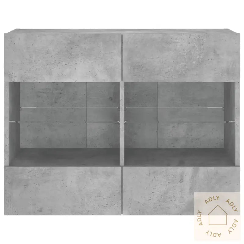 Vegghengt Tv-Benk Med Led-Lys Betonggrå 78,5X30X60,5 Cm