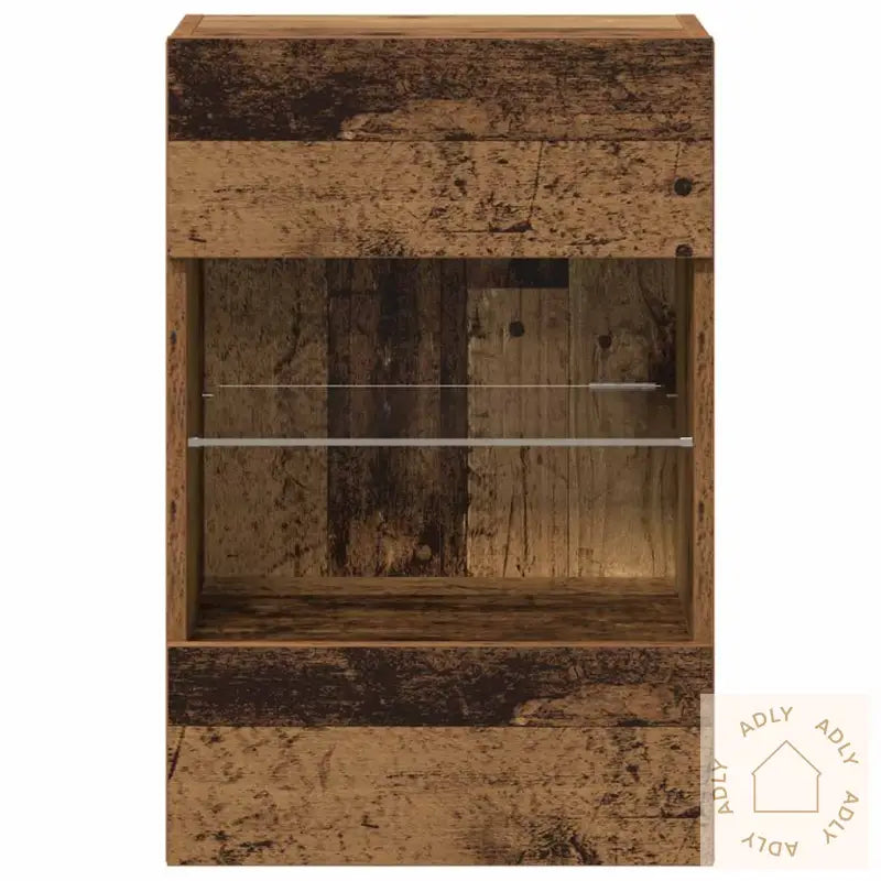 Vegghengte Tv-Benker Med Led 2 Stk Gammelt Tre 40X30X60,5 Cm