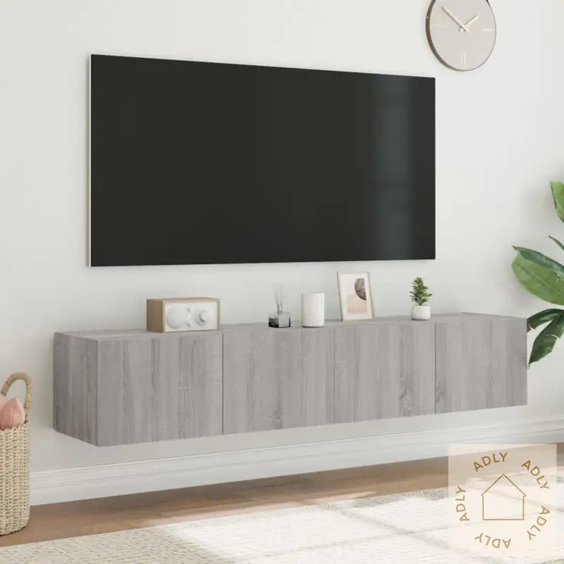 Tv-Benker Med Led-Lys 2 Stk Grå Sonoma 80X35X31 Cm
