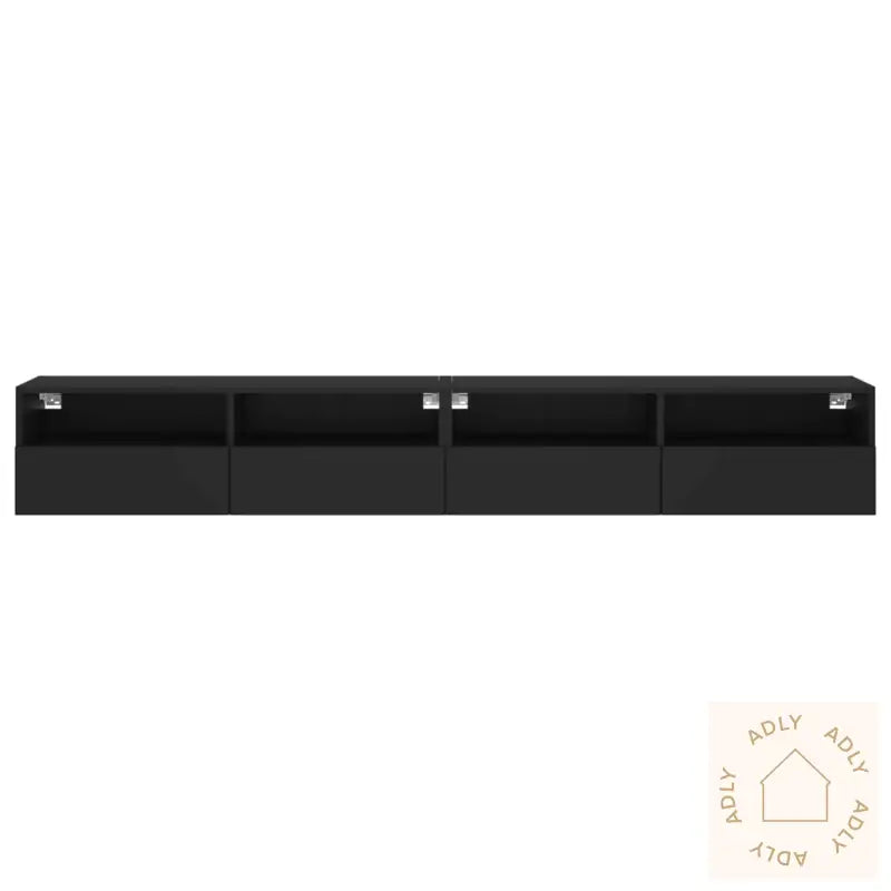 Vegghengte Tv-Benker 2 Stk Svart 100X30X30 Cm Konstruert Tre