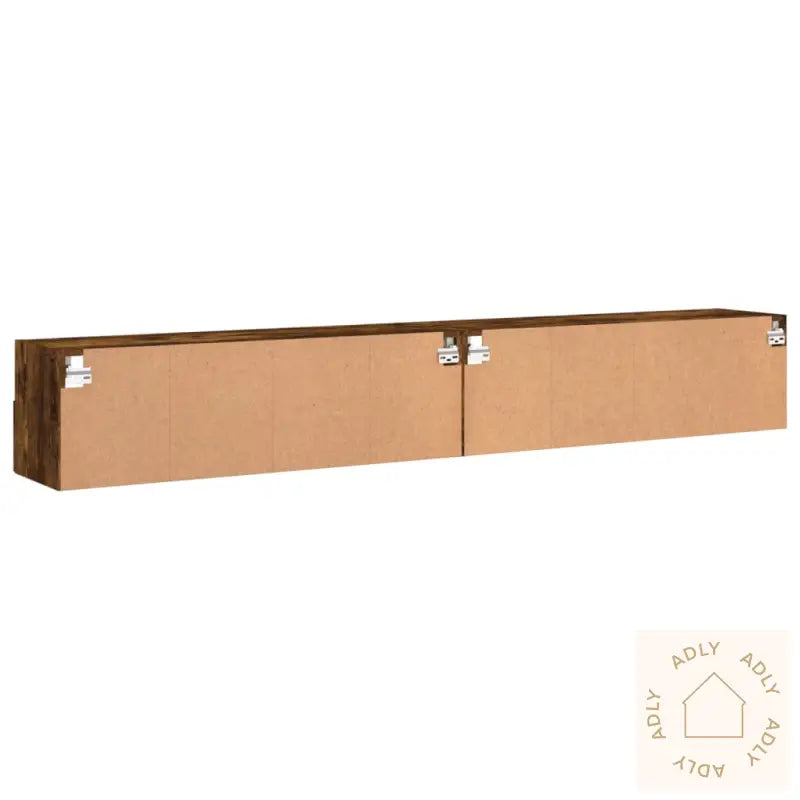 Vegghengte Tv-Benker 2 Stk Røkt Eik 100X30X30 Cm Konstruert Tre