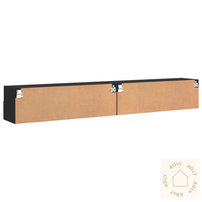 Vegghengte Tv-Benker 2 Stk Svart 100X30X30 Cm Konstruert Tre