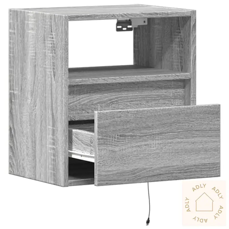 Vegghengte Tv-Benker Med Led 2 Stk Grå Sonoma 41X31X45 Cm