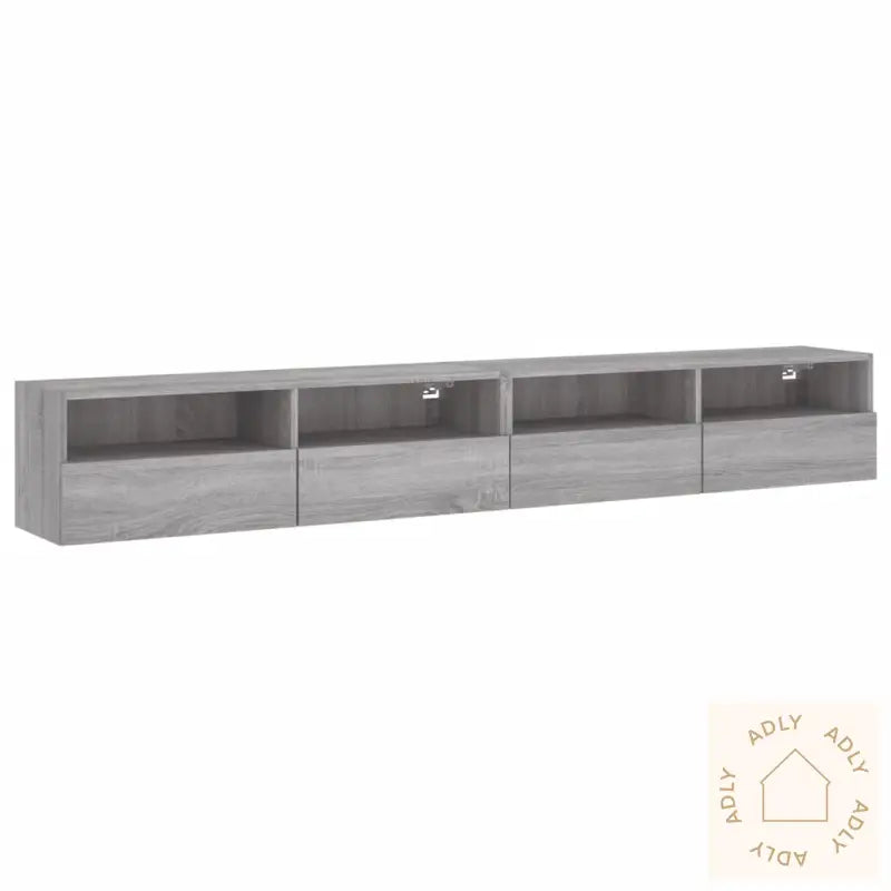 Vegghengte Tv-Benker 2Stk Grå Sonoma 100X30X30Cm Konstruert Tre
