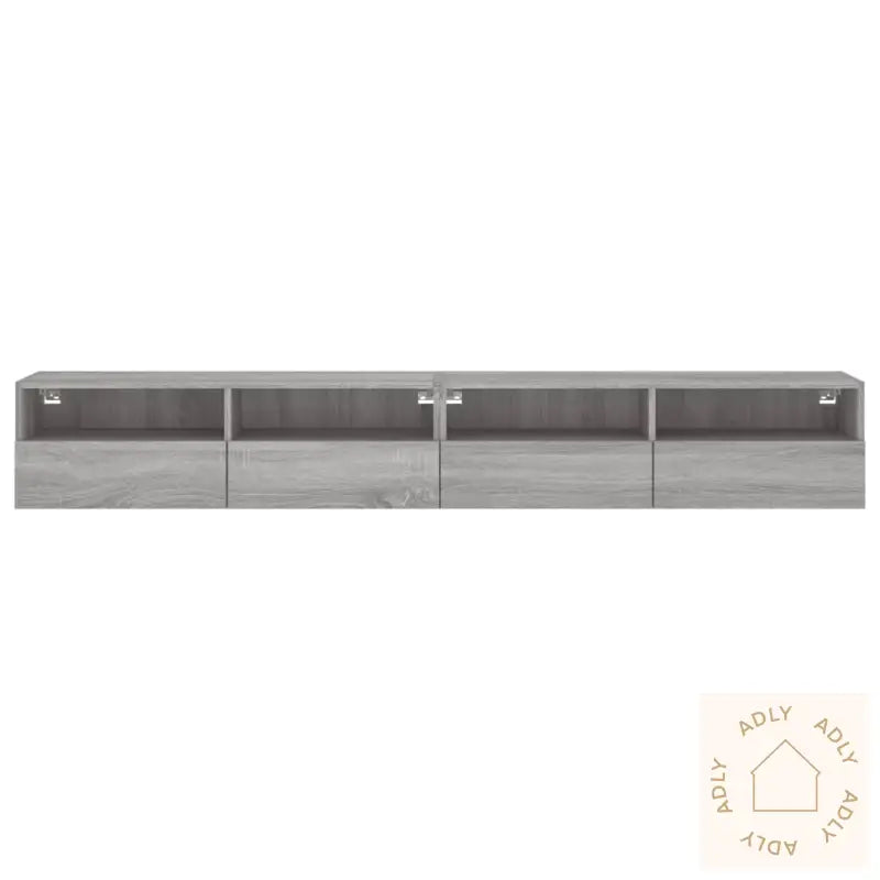 Vegghengte Tv-Benker 2Stk Grå Sonoma 100X30X30Cm Konstruert Tre