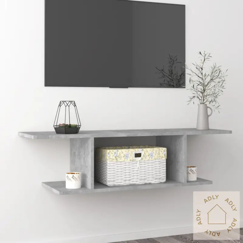 Vegghengt Tv-Benk Betonggrå 103X30X26,5 Cm