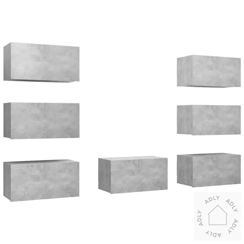 Tv-Benker 7 Stk Betonggrå 30,5X30X60 Cm Konstruert Tre