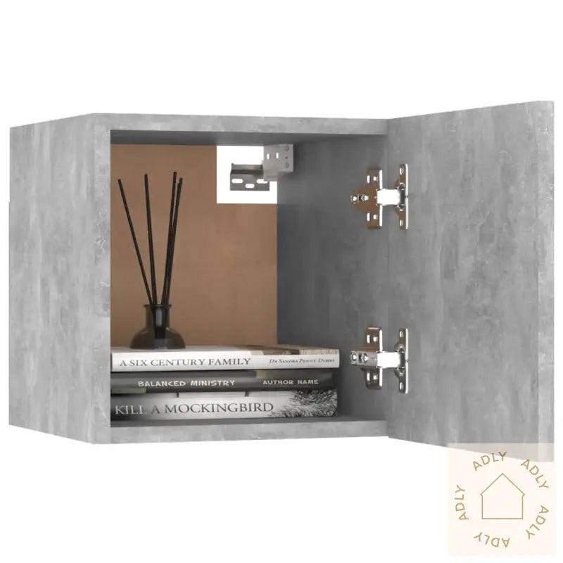 Tv-Benksett 7 Deler Betonggrå Konstruert Tre