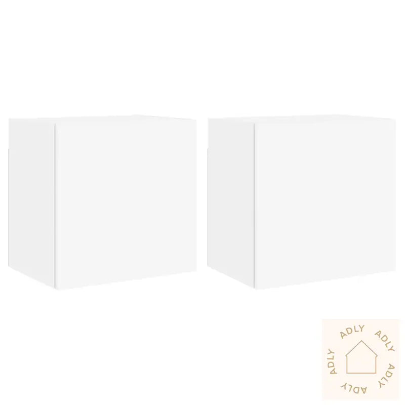 Vegghengte Tv-Benker 2 Stk Hvit 40,5X30X40 Cm Konstruert Tre