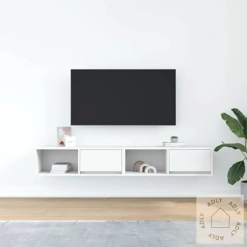 Tv-Benker 2 Stk Hvit 80X31X25,5 Cm Konstruert Tre