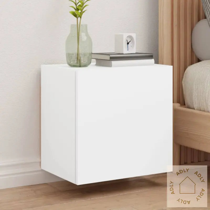 Vegghengte Tv-Benker 2 Stk Hvit 40,5X30X40 Cm Konstruert Tre