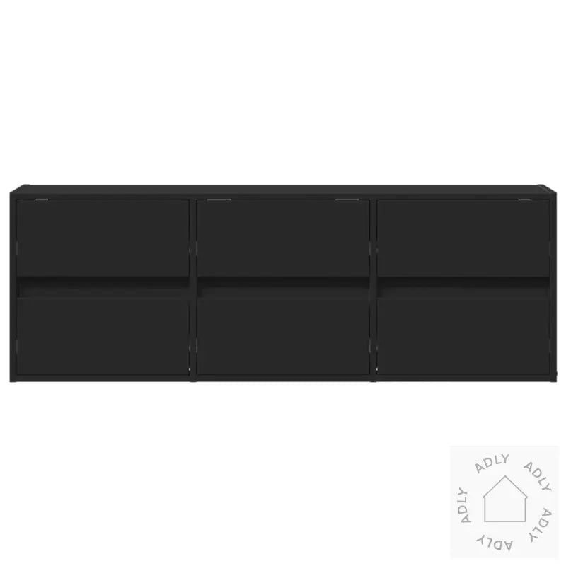 Vegghengt Tv-Benk Med Led Svart 130X31X45 Cm