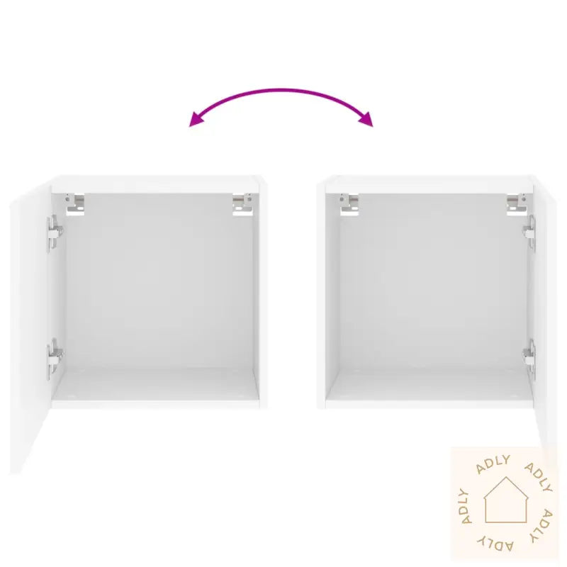 Vegghengte Tv-Benker 2 Stk Hvit 40,5X30X40 Cm Konstruert Tre