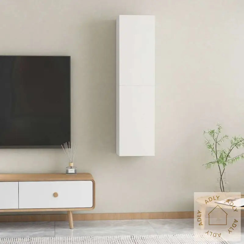 Tv-Benk 2 Stk Hvit 30,5X30X60 Cm Konstruert Tre