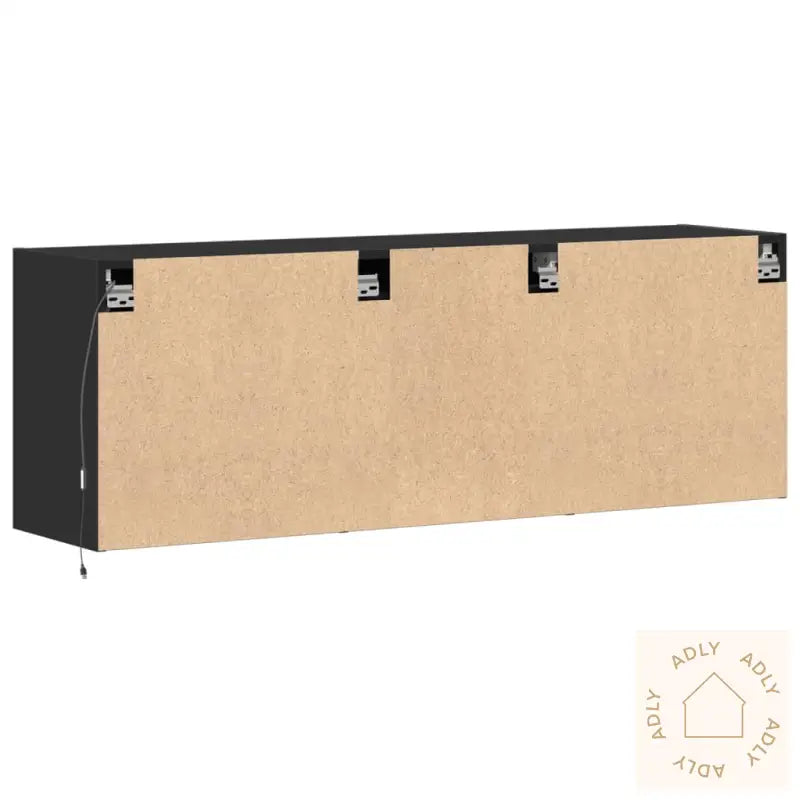 Vegghengt Tv-Benk Med Led Svart 130X31X45 Cm