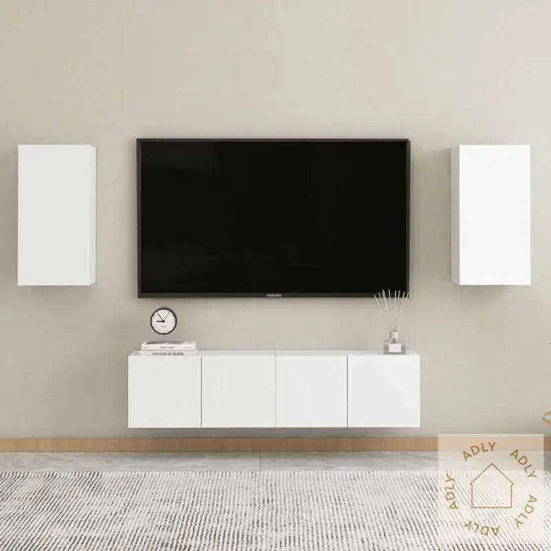 Tv-Benk 2 Stk Hvit 30,5X30X60 Cm Konstruert Tre