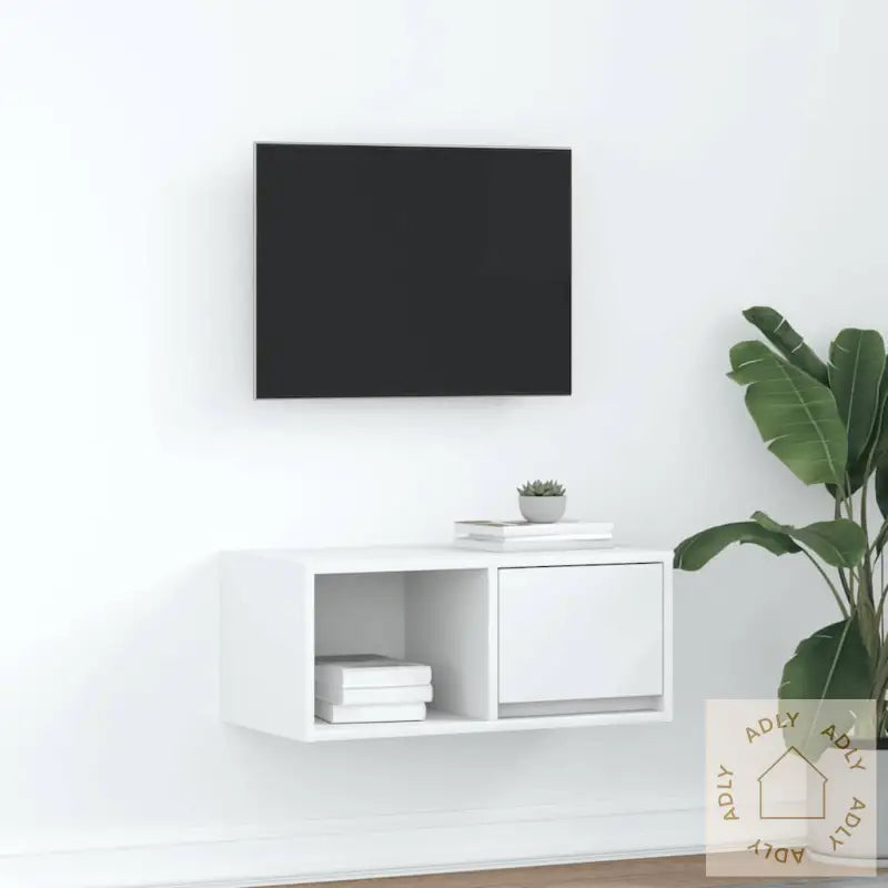Tv-Benk Hvit 60X31X25,5 Cm Konstruert Tre